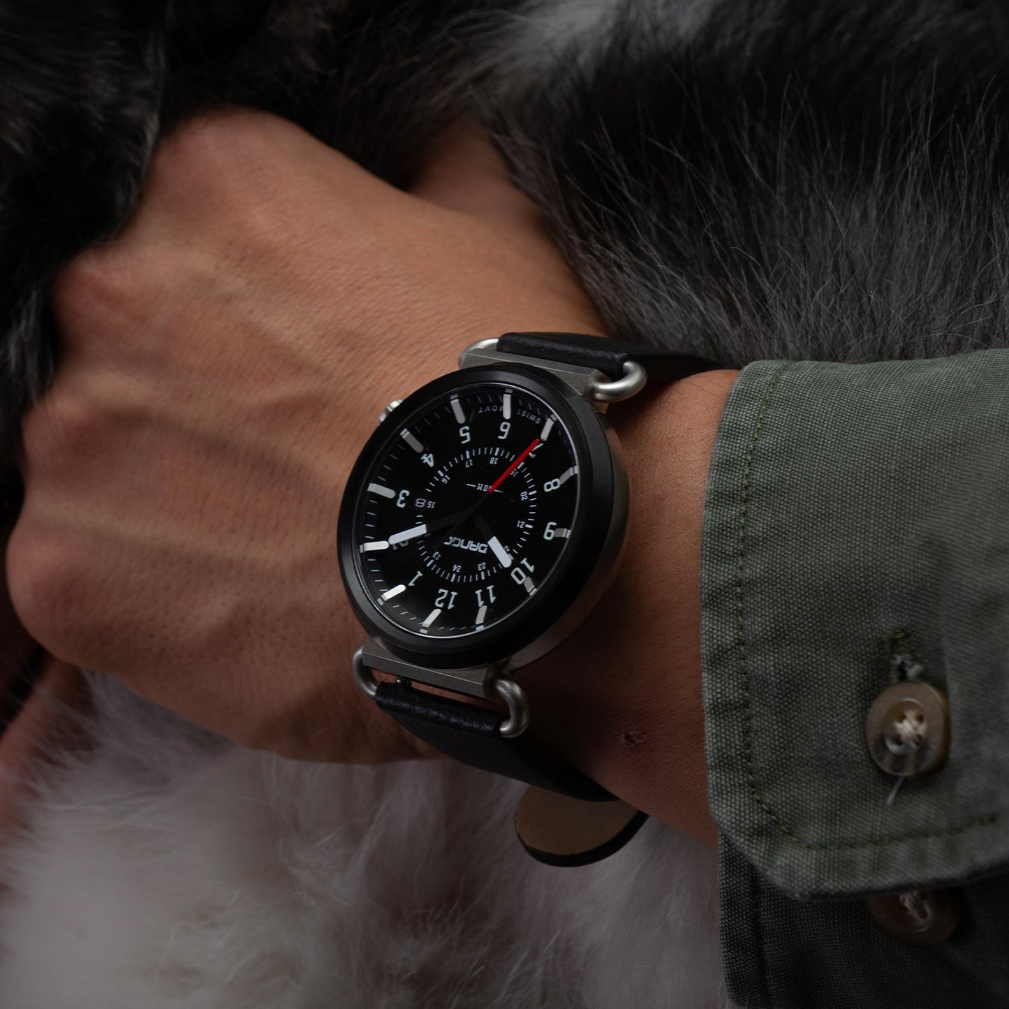 TK-01 - Trek Watch with Italian Leather Strap - Jet Black