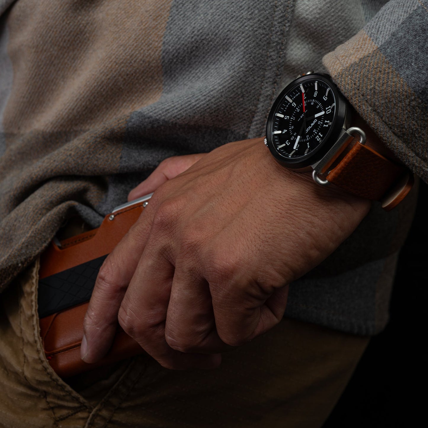 TK-01 - Trek Watch with Italian Leather Strap - Whiskey Brown