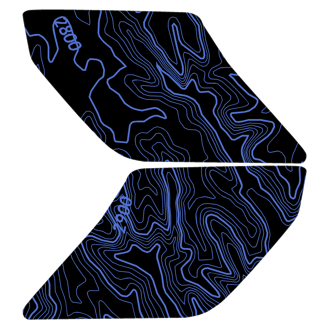 Topo Interior Lower Front Door Card Insert Overlays (Printed Series) - 2021+ Bronco 4 Door