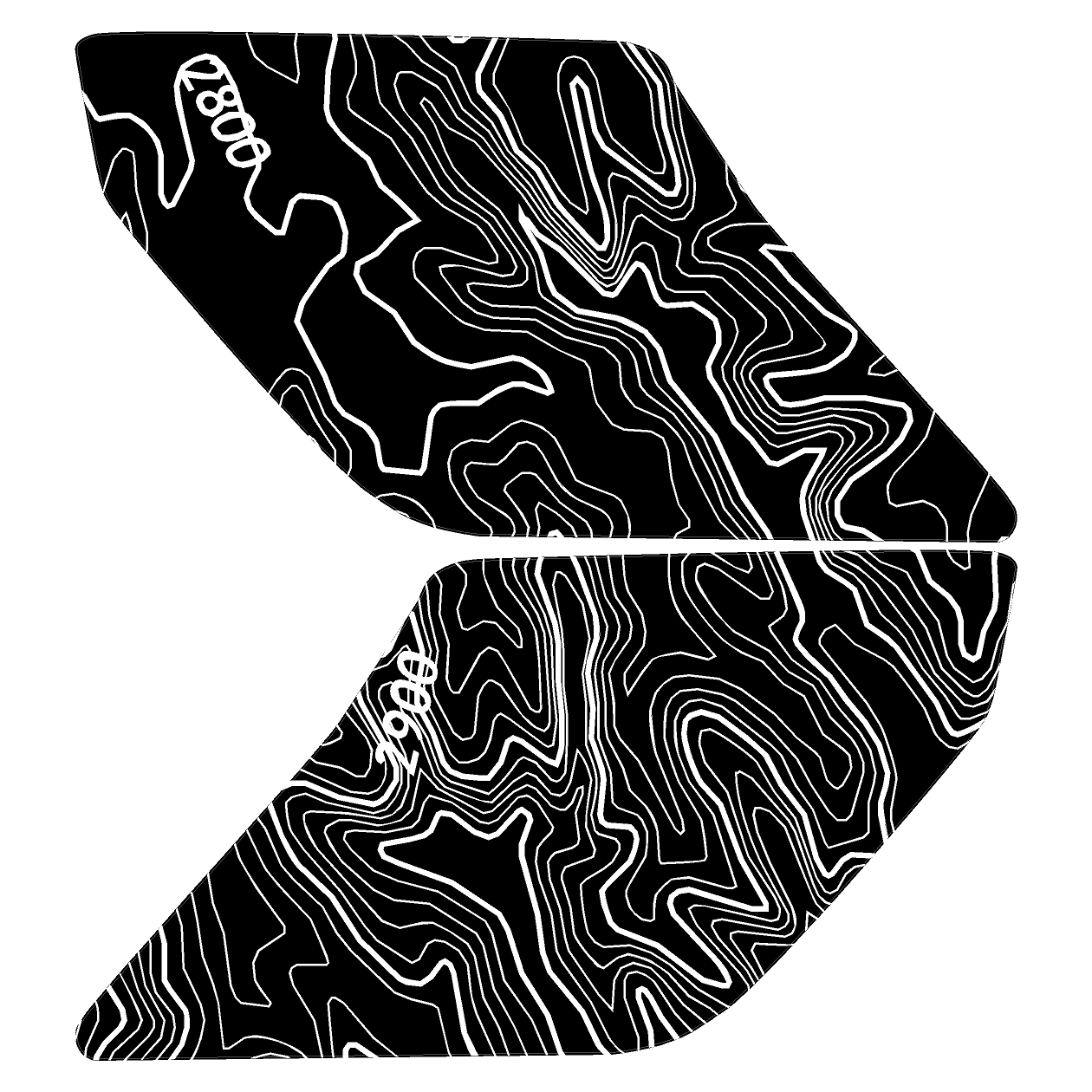 Topo Interior Lower Front Door Card Insert Overlays (Printed Series) - 2021+ Bronco 4 Door