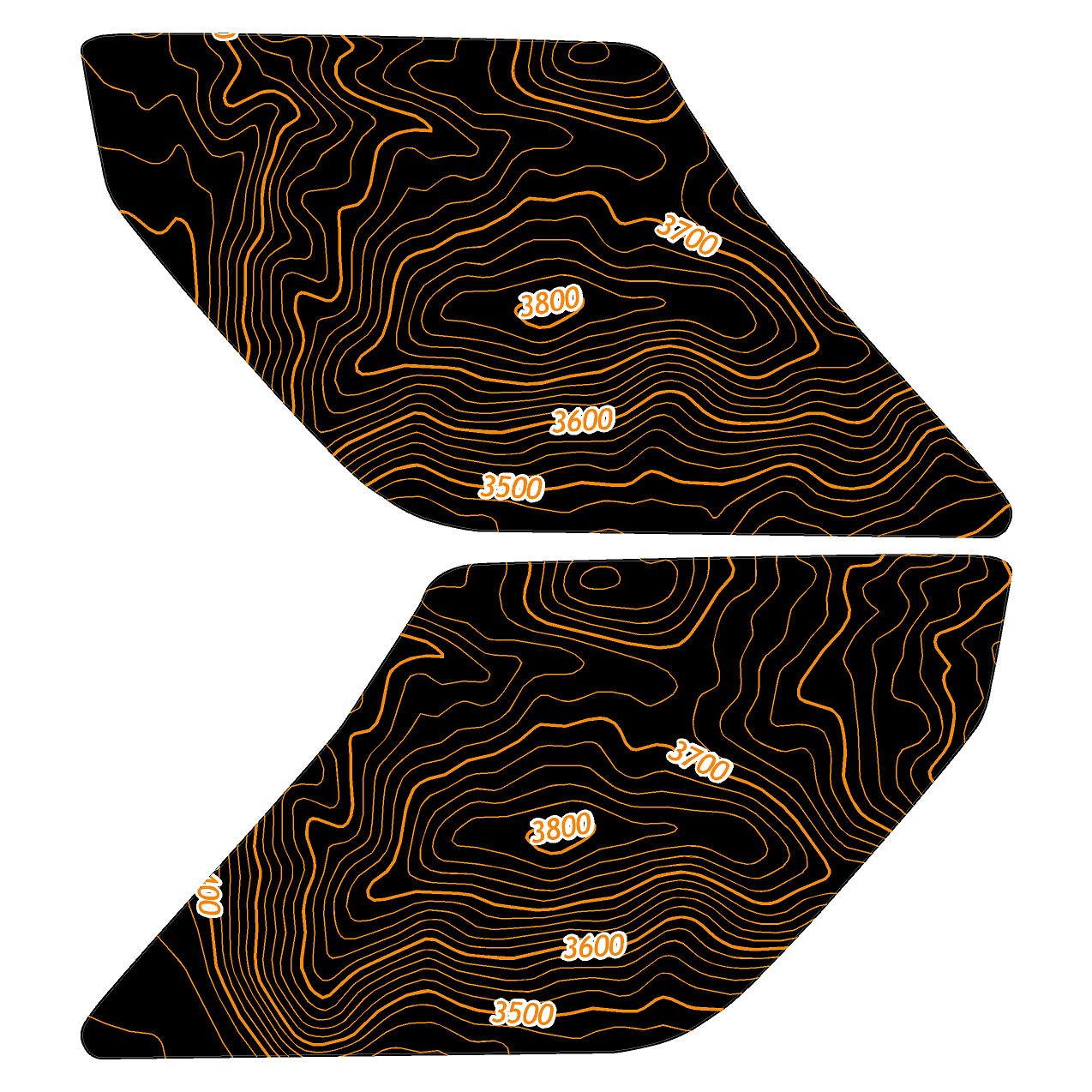 Topo Interior Lower Front Door Card Insert Overlays (Printed Series) - 2021+ Bronco 4 Door
