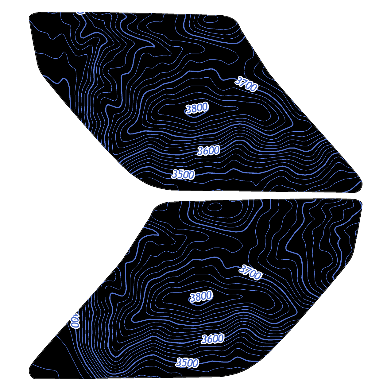 Topo Interior Lower Front Door Card Insert Overlays (Printed Series) - 2021+ Bronco 4 Door