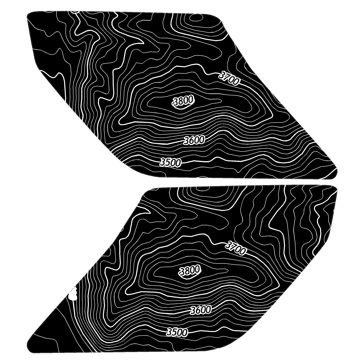 Topo Interior Sun Visor Overlays (Printed Series) - 2021+ Bronco (with Homelink)