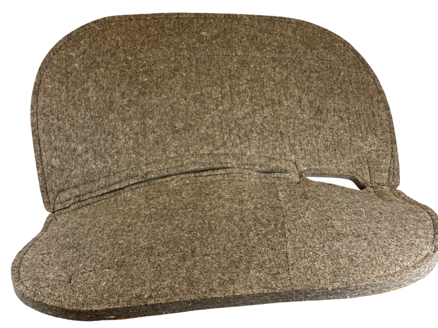 Chocolate Grey 100% Compressed Rounded Wool Pad- Turquoise Stitching