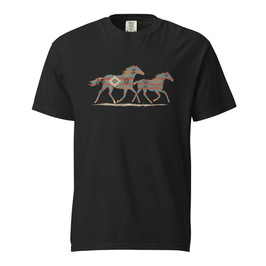 Tribal Running Horses Heavyweight T-Shirt