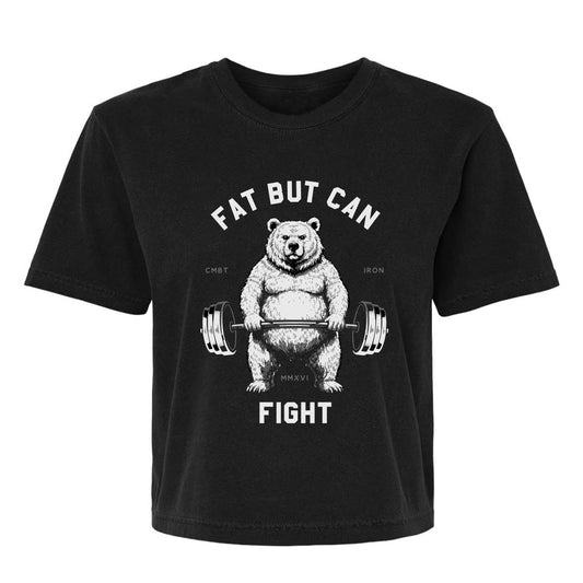 Fat But Can Fight Women's Crop Heavyweight Tee