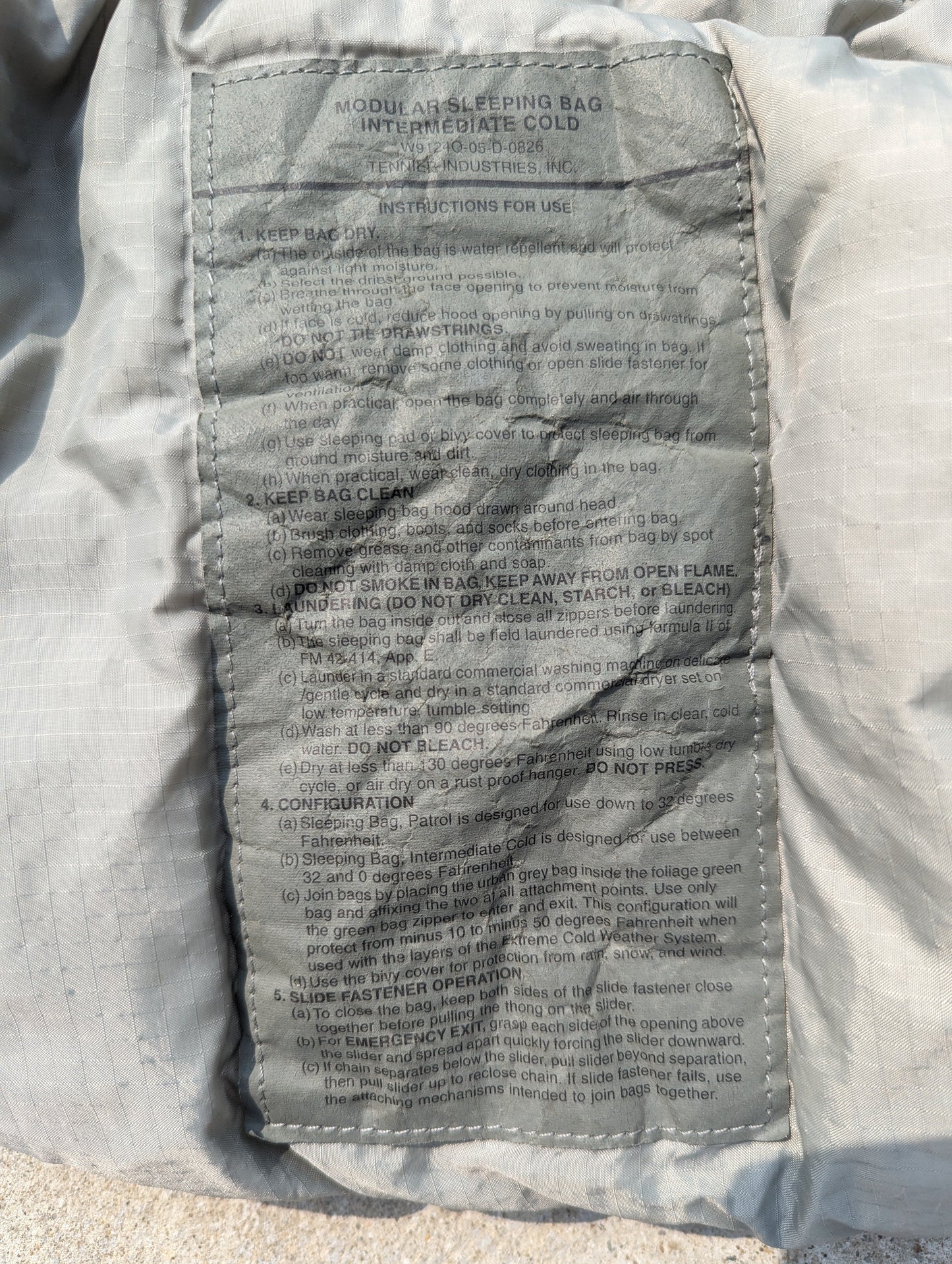Intermediate Cold Weather Sleeping Bag - Gray