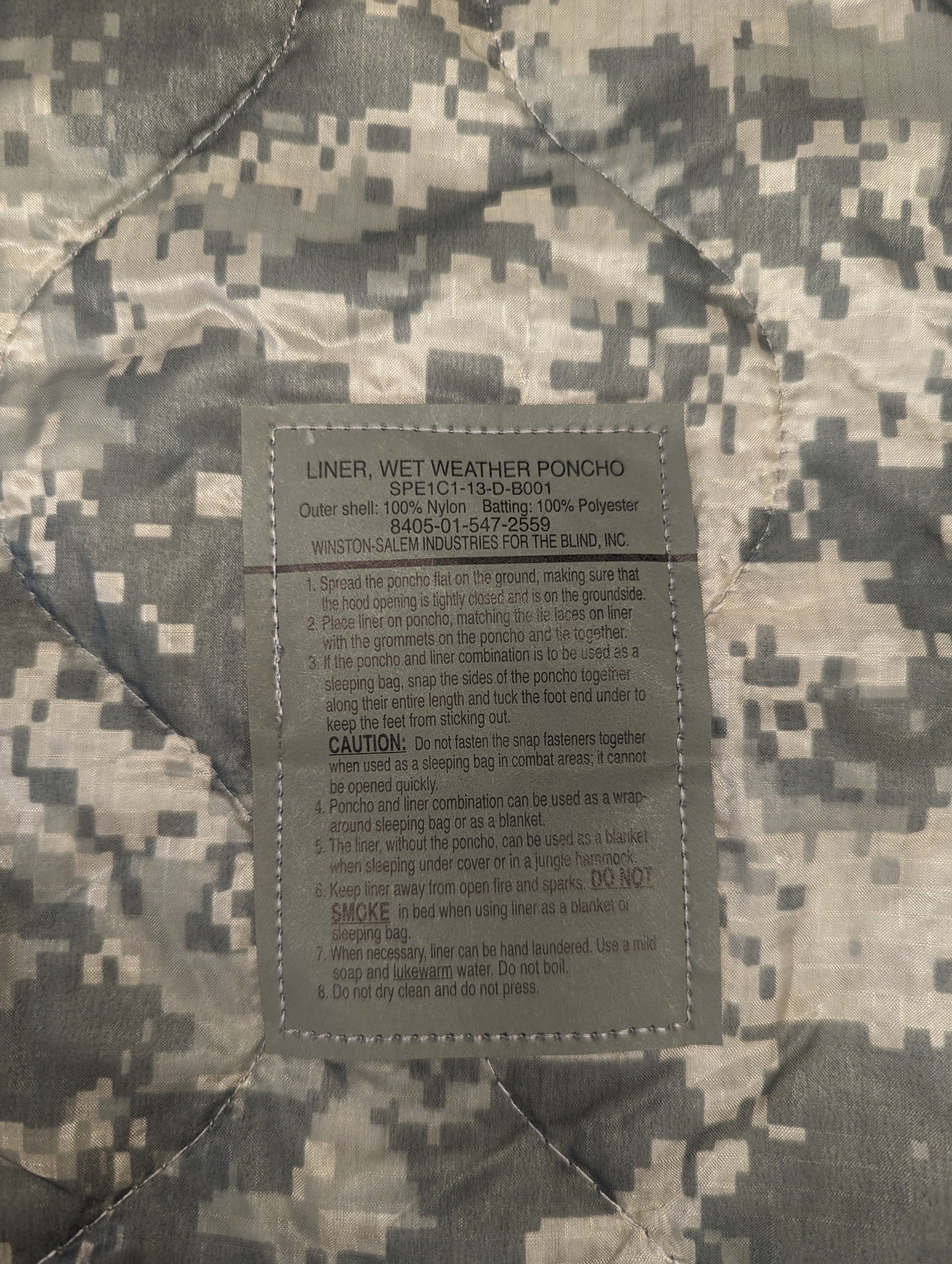 Wet Weather Poncho Liner - ACU