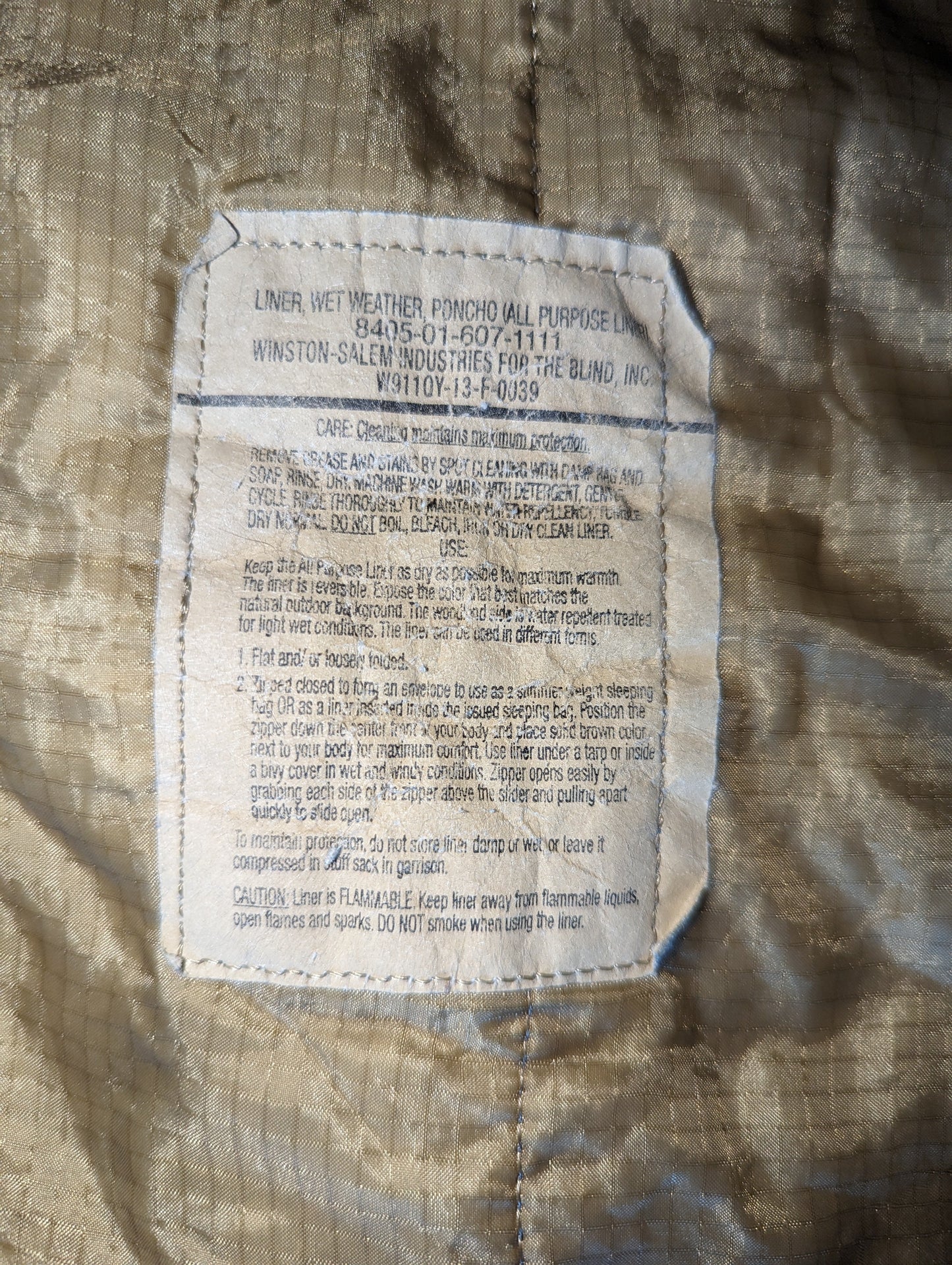 Wet Weather Poncho Liner - MARPAT
